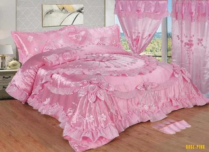 Luxury comforter set Bridal Bedding set 9 pcs wedding set with curtains