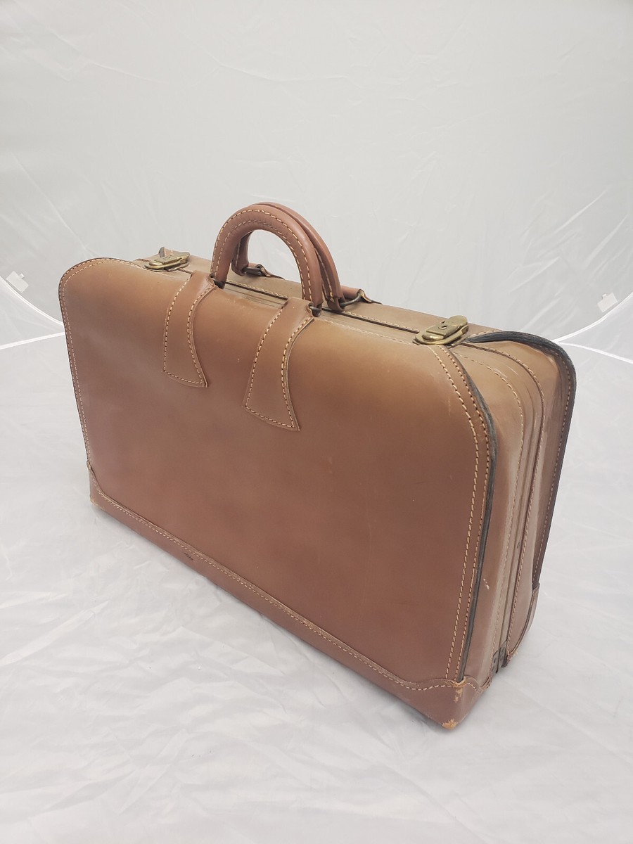 VTG Brooks Brothers Working Brown Leather Suitcase Made In England 