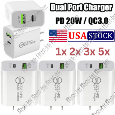 For iPhone 14 13 12 11 XR 8 20W Fast Charger Block USB Type C Wall Power Adapter
