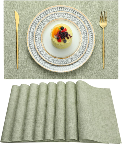 Placemats Set of 6 Washable Heat Resistant Place Mats PVC Woven Dining Table Mat