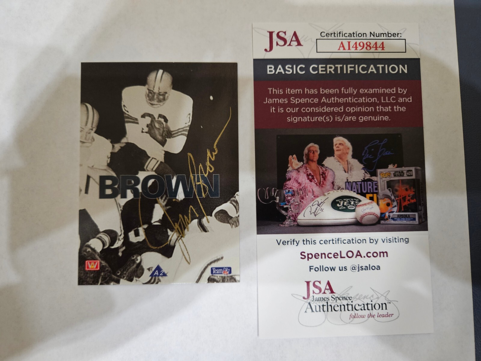 1992 All World Gold Auto JIM BROWN 82/1000R - Cleveland Browns Signed - JSA COA 