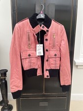Pink Gucci Leather Jacket With Black Knit Edges S