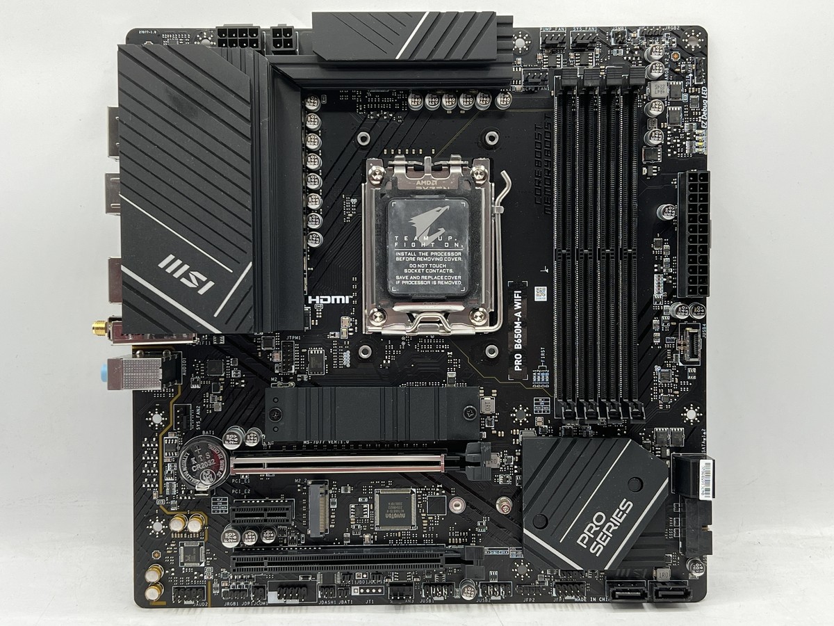 MSI Pro B650M-A WIFI AM5 AMD B650 PCIe 4.0 Wi-Fi 6E Micro-ATX Motherboard Used MSI Pro B650M-A WIFI AM5 AMD B650 PCIe 4.0 Wi-Fi 6E Micro-ATX Motherboard Used
