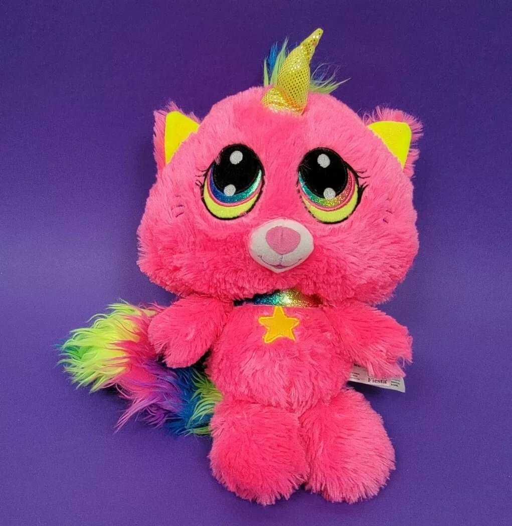 Pink Unicorn Cat Plush Stuffed Animal Toy Rainbow 13 Yellow Star Fiesta