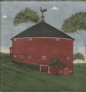 Warren Kimble Round Barn Farm House Vintage Classic Wallpaper