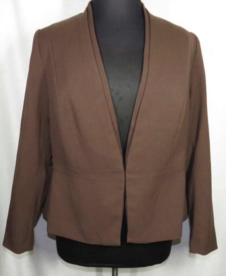 Blazer para mujer Lane Bryant marrón manga larga talla grande 20 Foto 4 de 4
