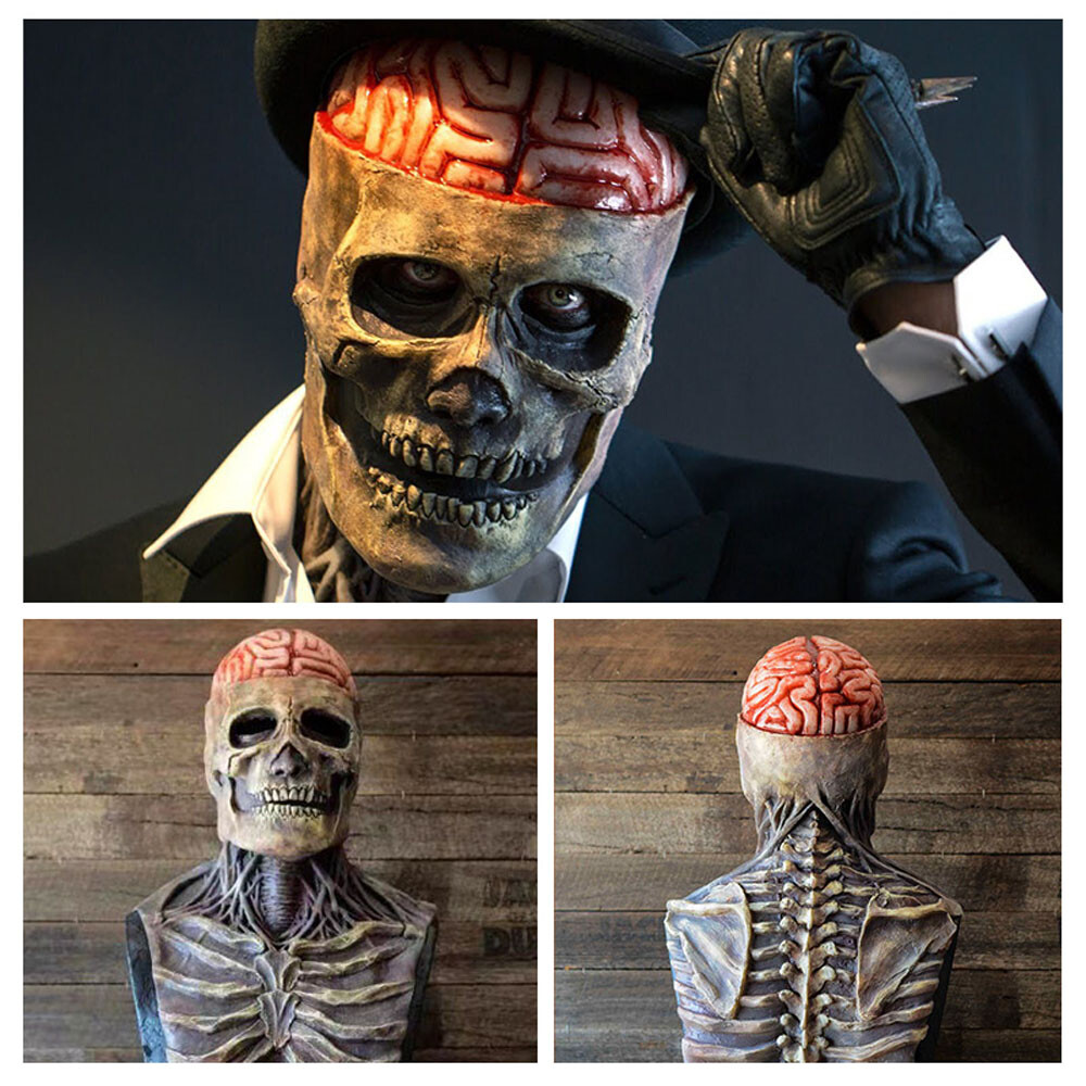 Masque Halloween Réaliste En Latex - Effrayant Vieil Homme Crâne Sanglant - Déguisement Adulte Homme Femme Pour Soirée Horreur