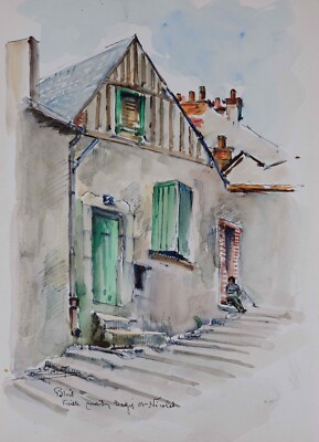 Etienne Gaudet - Painting Original - Watercolour - Blois, Eve Home