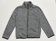 NAUTICA Size S 8 Gray Fleece Sweater Zip Jacket Logo Pockets Boys