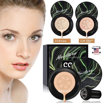 2× Air Cushion Mushroom Head CC BB Cream Concealer Foundation Moisturizing USA