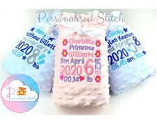 Personalised Embroidered Baby Blanket | Baby Girl & Boy Knit Blanket | Birth Cot