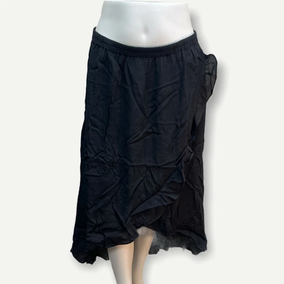 G.I.L.I. Falda pequeña con dobladillo alto-bajo con volantes, negra negra negra, pequeña (A308112) Foto 2 de 4