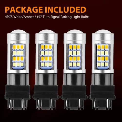 4X Error Free White/Amber 3157 LED DRL Switchback Turn Signal Parking Light Bulb - Picture 10 of 10