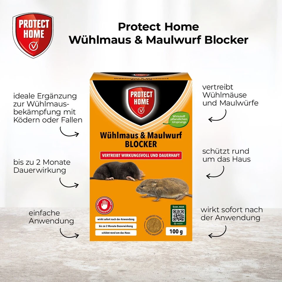 Protect Home Wühlmaus & Maulwurf Blocker 100 g Schermaus Vertreibung Abwehr  - Bild 2 von 4