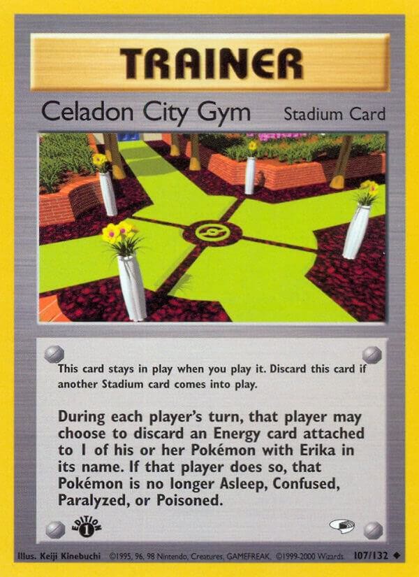 Celadon City Gym Gym Heroes Uncommon NM Pokemon 107/132 1st Edition