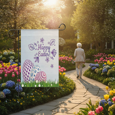 Leinen Ostern Garten Flagge, doppelseitige Hofdeko für draußen