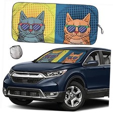  2026 Upgrade Windshield Sun Shades, Sunglasses Cat Sunshade for Car Two Cat