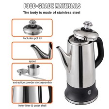 Percolador de café eléctrico de acero inoxidable 304 de 12 tazas función para mantener caliente