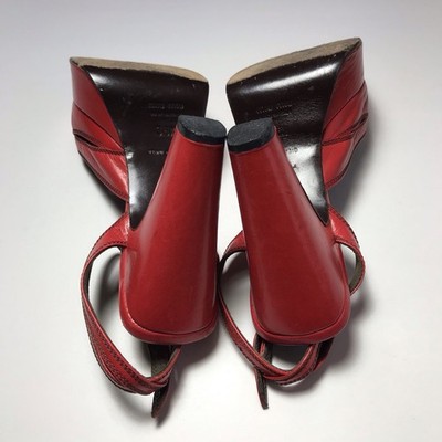 Vintage MIU MIU SS1997 赤キャミソール Vintage Miu Miu Y2K Archival Red Leather Platform Ankle Strap Peep