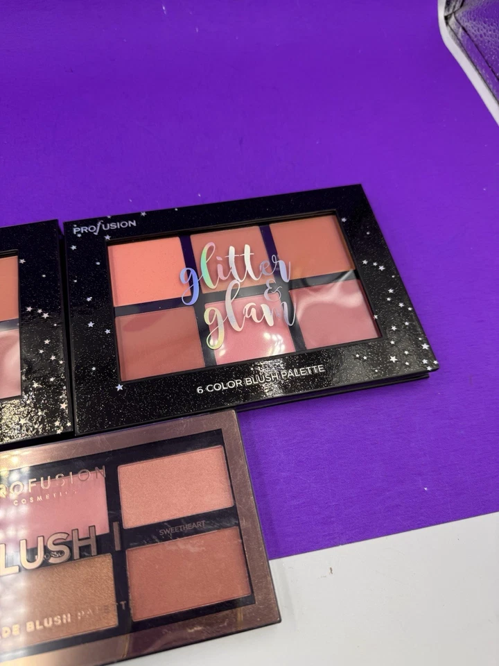 NEW Profusion Glitter & Glam 6 Color Blush Palette Lot Of 3 - Image 3 of 4