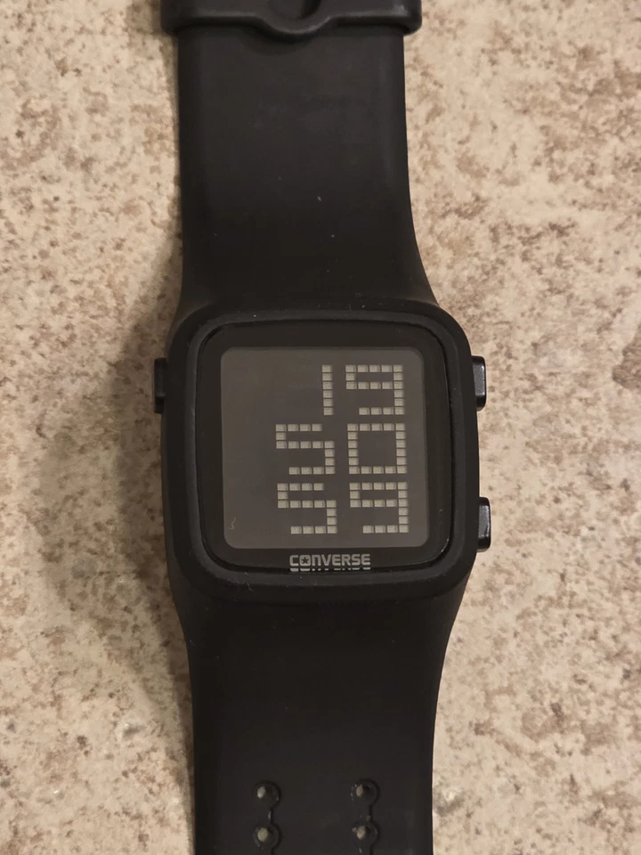 Converse Digital Watch Men's Black VR-002-K12 Silicone ** WORKING ** - Image 3 of 4