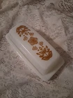 Vtg Corelle Pyrex Butterfly Gold Butter Dish W Lid Rectangle Yellow Daisy Flower
