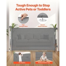 Retractable Baby Gate, Extends to 72.8 inch Wide, 31.3 inch Tall, with Security