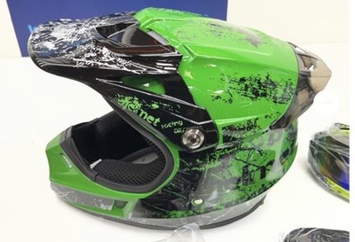 Motorcycle Helmet Motocross Large Full Face Green TRIPERSON gloves googles SZ M