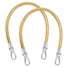 2Pcs 55cm 21.7" Braided Purse Strap Leather Gold Silver White Buckle 