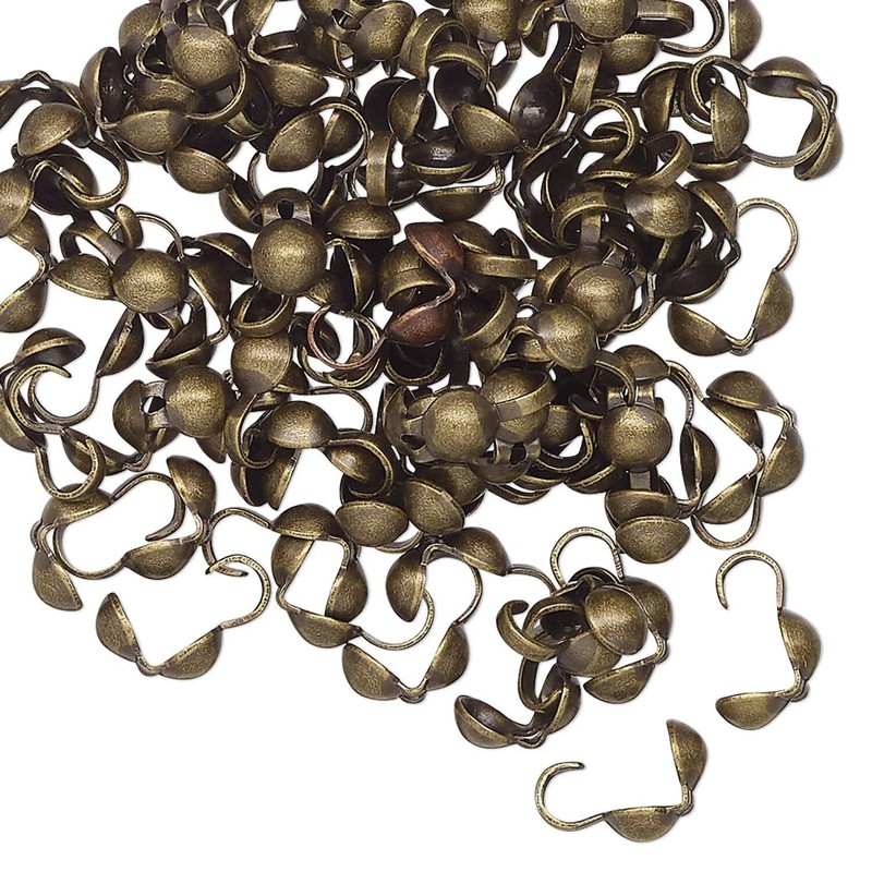 1100 pieces ~  Antique Brass Plate Brass Clamshell Bead Clasp BC2