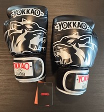Yokkao Guantoni Boxe / Muay Thai 14 Oz Original Silver (Nero Argento) Handmade