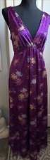 Vanity Fair Nylon Nightgown Floral Print Lounging Empire Maxi Slip Dress Small