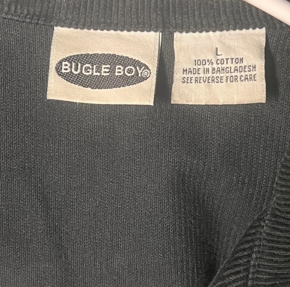 Chaqueta de Pana Vintage Años 90 Negra Bugle Boy con Rayas Crema Talla Grande Foto 3 de 3