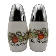 Vtg Corning Westinghouse Gemco SPICE OF LIFE Salt & Pepper Shakers Glass 3.5"