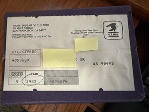 (5) 1982-S US Mint Proof Sets in Unopened Mint Shipping Box