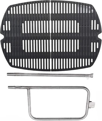 Cast Iron Grates and Grill Burner for Weber Q300 Q320 Q3000 Q3200 Gas Grills