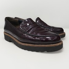 Paul Green Women&rsquo;s Patent Leather Loafers Sz UK3 US5.5 Burgundy Maroon Pre-owned