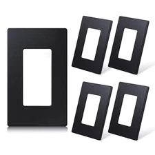  Matte Black 1-Gang Screwless Decorative Wall Plates, Standard Size 