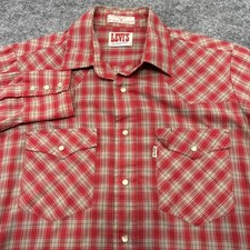 Vintage Levi's The Cowboys Tailor pearl snap shirt mens medium red plaid western
