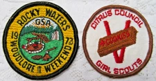 Vint 1973 Rocky Waters Woodlore Weekend Citrus Council Cookie Girl Scout Patches