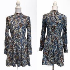 Small Floral Keyhole Front Boho Dress Casual Chic Trendy Long Sleeve Asian