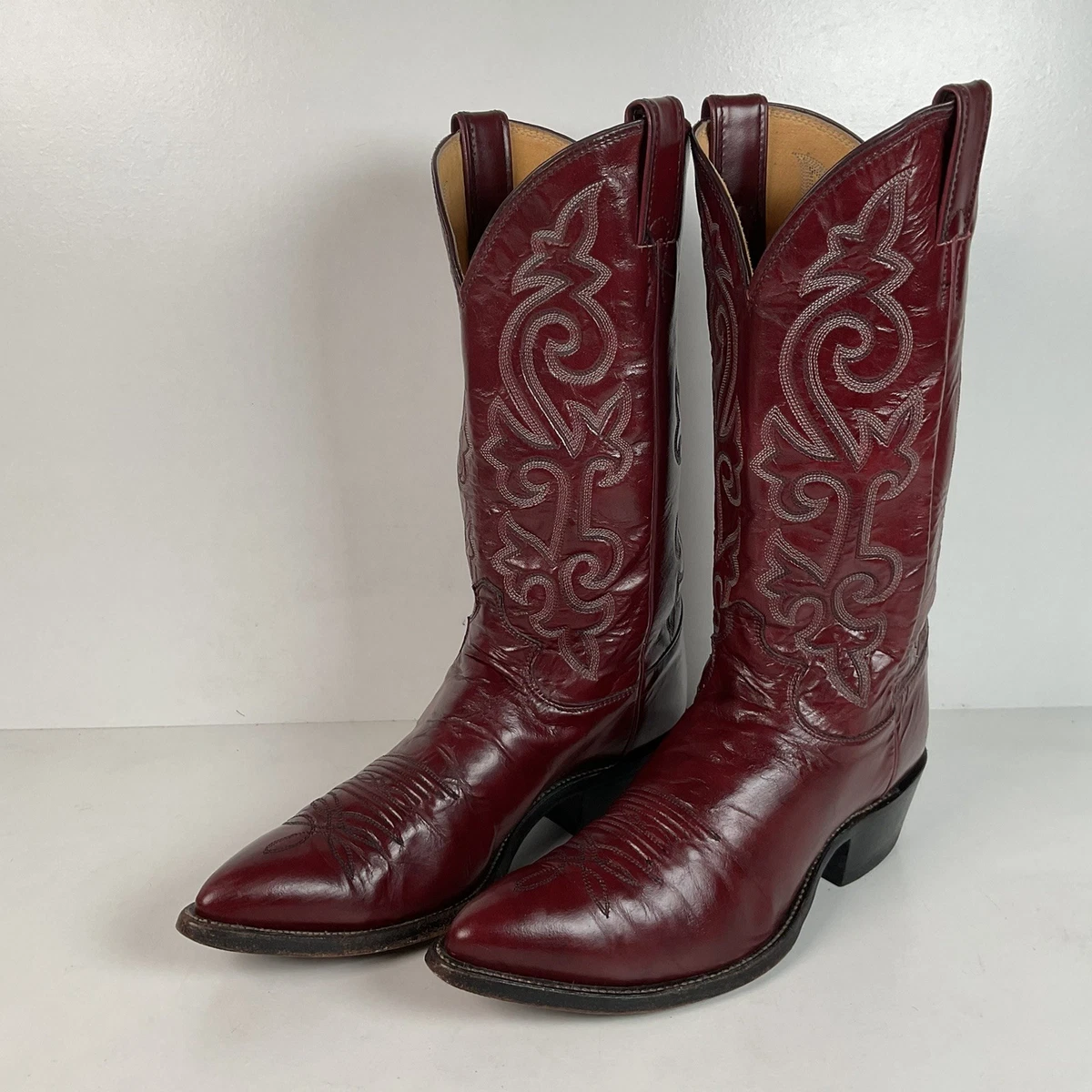 VTG JUSTIN BURGUNDY RED LEATHER ROUND TOE COWBOY BOOTS #j 6728 MEN SZ 8.5 D USA Justin Boots Red Boots for Men for Sale | Shop New & Used  main image 4
