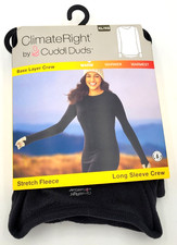 ClimateRight by Cuddl Duds Warm Stretch Fleece Long Sleeve Crew Black Size XL