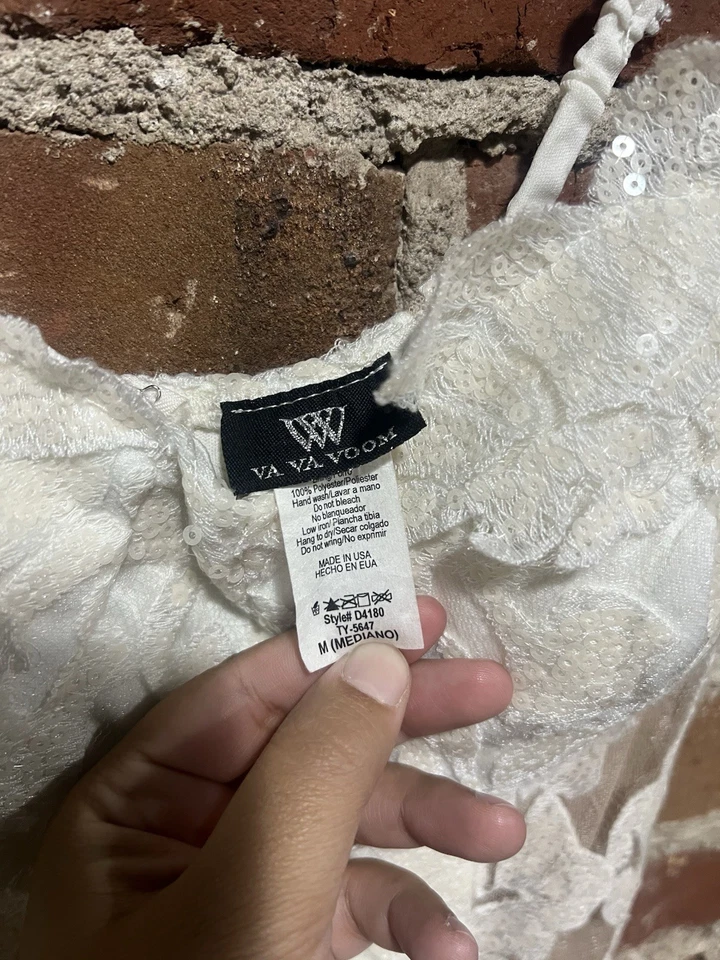 Vestido mediano de encaje blanco Va Voom de colección Y2K para mujer Foto 2 de 4
