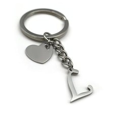 Initialetter Keychain with Heart - A-Z Keyring - Gift Couples, Woman L