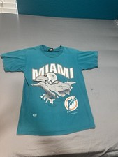 VTG 1994 Miami Dolphin Double Sided Breakthrough Graphic Teal T-shirt XL