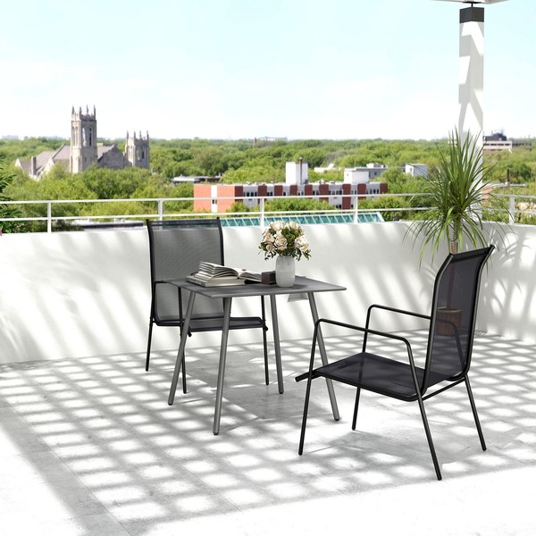 Outsunny Gartentisch Stahl 80 X 80 X 74Cm Wetterfest Buffettisch Mit Stahlrahmen-image