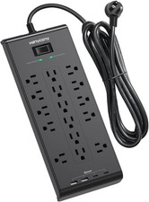 Power Strip 10 Ft, Surge Protector with 16 Outlets 4 USB Ports 2 USB C , Flat...