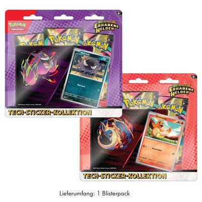 Pokemon Entwicklung Erhabene Helden Tech-Sticker-Kollektion Nebulak Glumanda NEU
