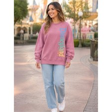 Disney Women's Medium Pink Disneyland Resort Rainbow Ombr Logo Sweatshirt
